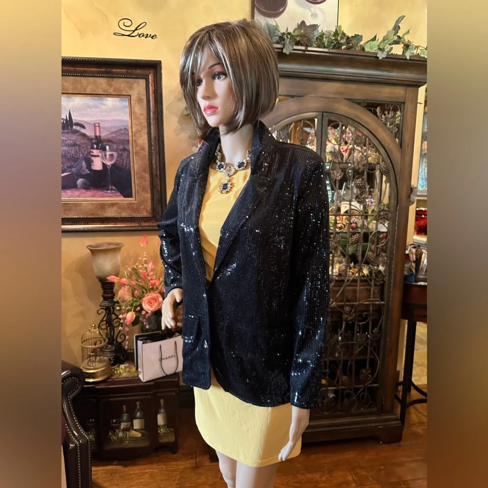 Anna-Kaci Black Sequin Blazer - Picture 4 of 8